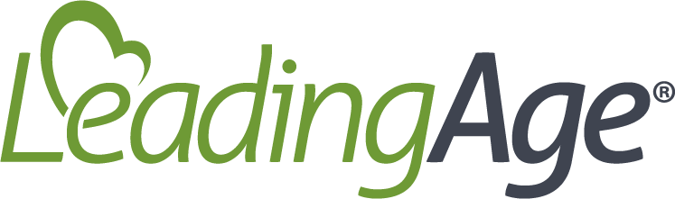 LeadingAge logo in green and gray text, with a stylized heart integrated into the letter "L".